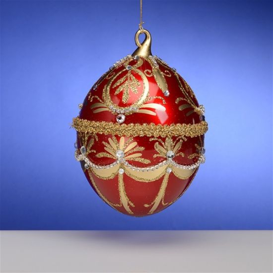 Picture of De Carlini Red and Gold Egg Christmas Ornament