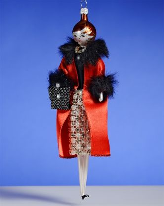 Picture of De Carlini Chic Lady in Red Coat Ornament