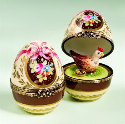 Picture of Limoges Egg Box with Hen and Golden Egg Inside, Each.-