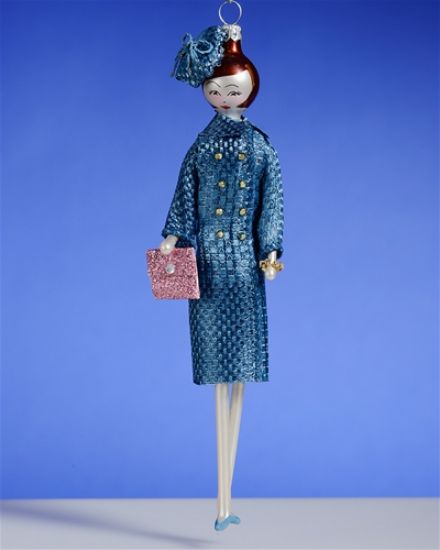 Picture of De Carlini Chic Lady in Blue Coat Ornament