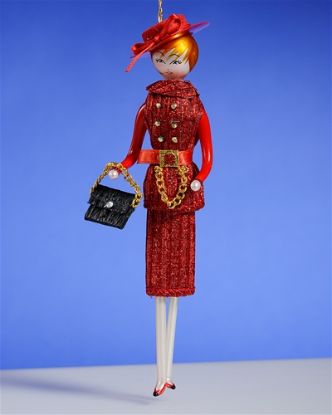 Picture of De Carlini Lady in Chic Red Coco Suit Ornament