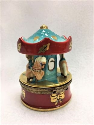 Show details for Limoges Horse Red Carousel with Gold Hearts Box Picture of Limoges Horse Red Carousel with Gold Hearts Box