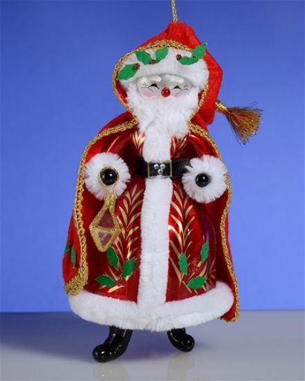 Picture of De Carlini Santa with Holly Coat Ornament
