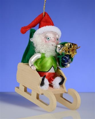 Picture of De Carlini Santa Elf on Sled with Bag Ornament