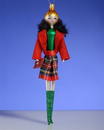 Picture of De Carlini Lady in Red with Green Boots Ornament
