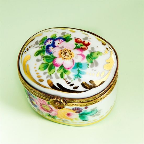 Picture of Limoges Floral Oval Box with Gold Accents