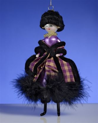 Picture of De Carlini Lady in Purple Plaid Coat Ornament