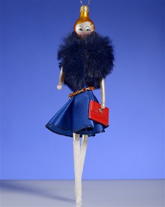 Picture of De Carlini Lady in Blue Fur and Purse Ornament