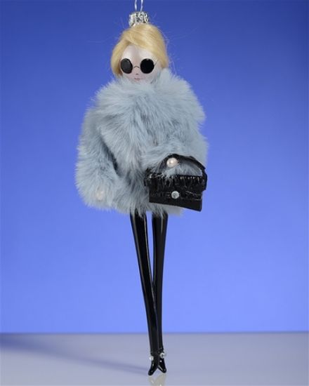 Picture of De Carlini Blonde with Sunglasses and Blue Fur Ornament