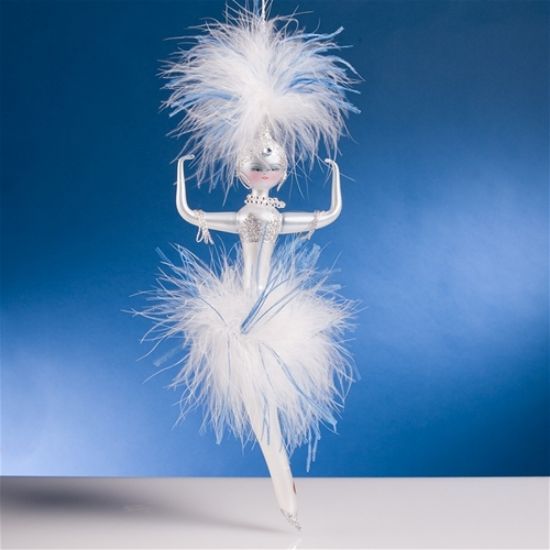 Picture of De Carlini Blue and White Feathers Lady Ornament