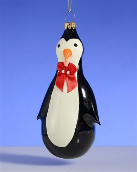 Picture of Penguin with Red Bow Italian Ornament 