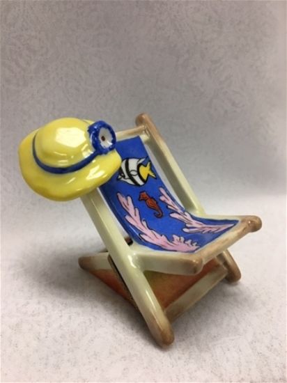 Picture of Limoges Blue Beach Chair with Fish and Hat Box 