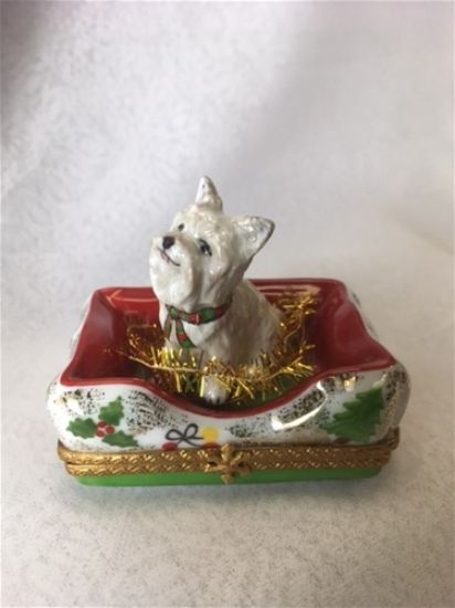 Picture of Limoges Westie Terrier on Holiday Pillow Box 