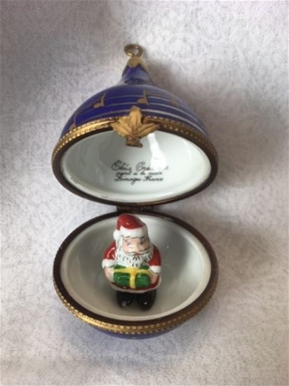 Picture of Limoges Christmas Holiday Blue Drop with Santa Box