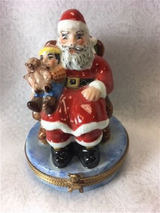 Picture of Limoges Santa Sitting with Toys Box