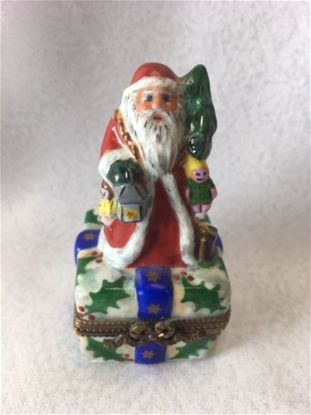 Picture of Limoges Santa on Holly Gift Box 