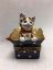 Picture of Limoges Orange Cat in Blue Gift Box with Stars