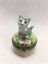 Picture of Limoges Mini Grey Cat in Garden with Roses Box