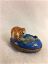 Picture of Limoges Orange Cat with Mouse on Blue Box