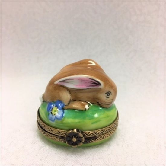 Picture of Limoges Brown Rabbit on Grass with Flower Box