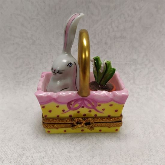 Picture of Limoges Gray Rabbit with Lily of the Valley in Basket Box