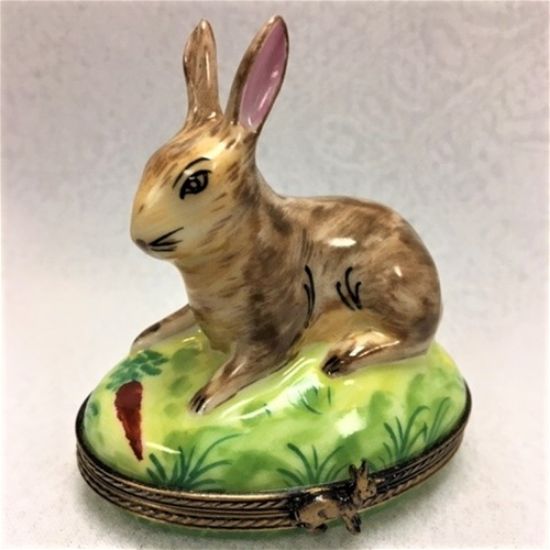 Picture of Limoges Brown Rabbit on Grass with Carrot box