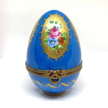 Picture of Limoges Blue Egg with Flowers and Doves Box