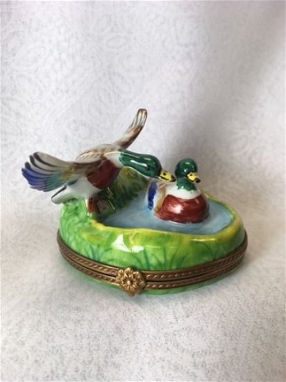 Picture of Limoges Two Mallard Ducks in Water Box