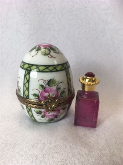 Picture of Limoges Egg with Roses Box and Perfume Bottle