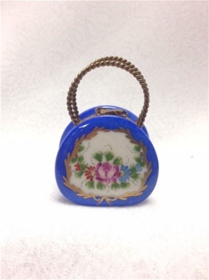 Picture of Limoges Blue Round Purse with a Rose Box