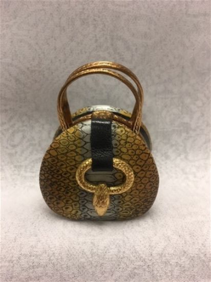 Picture of Limoges Gold and Brown Round Purse Box.