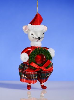 Show details for De Carlini Santa Mouse with Wreath Christmas Ornament  Picture of De Carlini Santa Mouse with Wreath Christmas Ornament