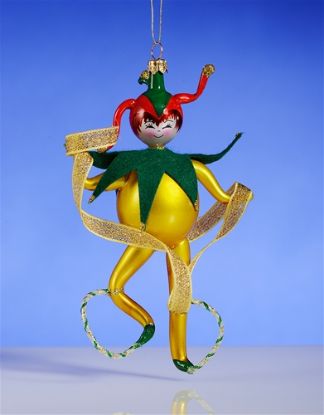Picture of De Carlini Gold Jester with Ribbon Christams Ornament