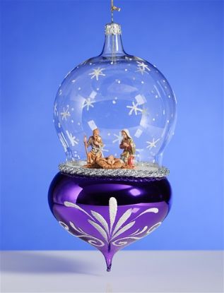 Picture of De Carlini Purple Nativity Globe Christmas Ornament