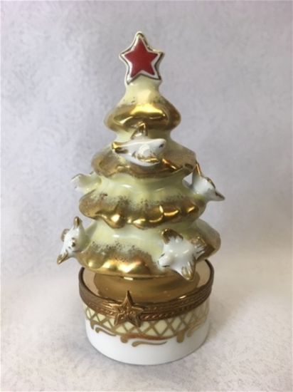 Picture of Limoges Christmas Tree with Doves and Red Star Box