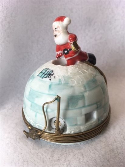 Picture of Limoges Santa Fishing on Igloo Box