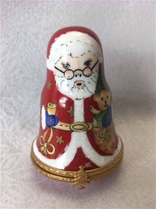Picture of Limoges Santa with Blue Bell Box 
