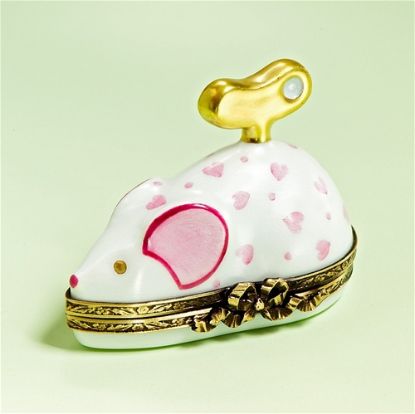 Picture of Limoges Pink Baby Wind Up Mouse Box