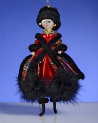 Picture of De Carlini Lady in Faux Fur Hat and Plaid Coat Christmas Ornament 