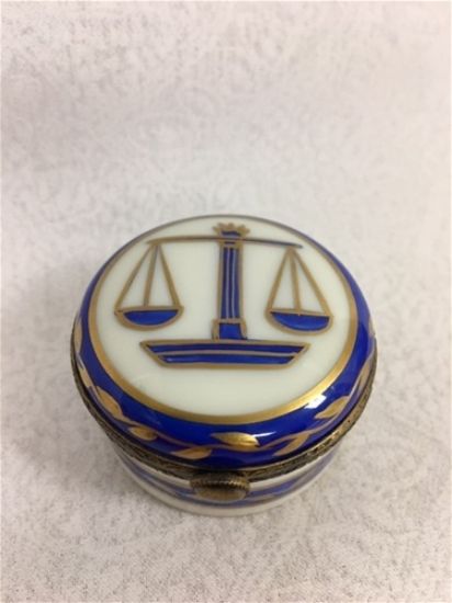 Picture of Limoges Scales of Justice Round Blue  Box