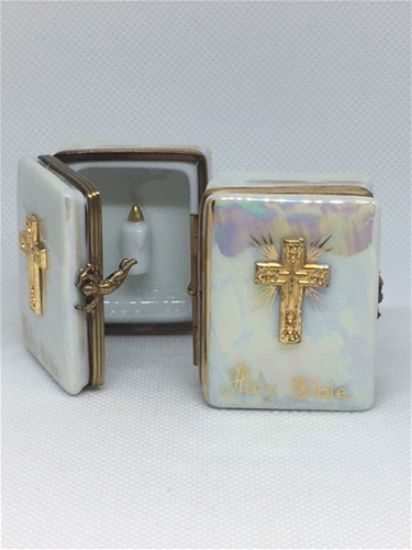 Picture of Limoges Mother of Pearl Bible Box with Candle inside, Each.