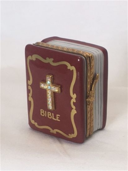 Picture of Limoges Bible Box with Crystals Cross Box