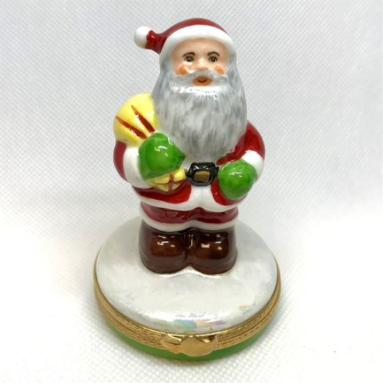 Picture of Limoges Santa with Yellow Bag of Toys Box
