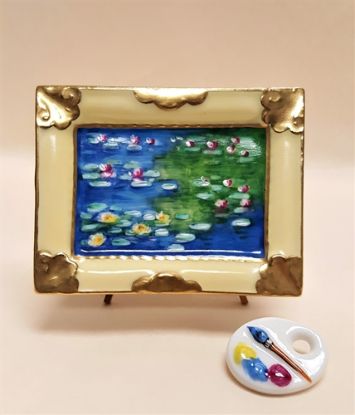 Picture of Limoges Claude Monet Nympheas Painting On Easel Box with Palette