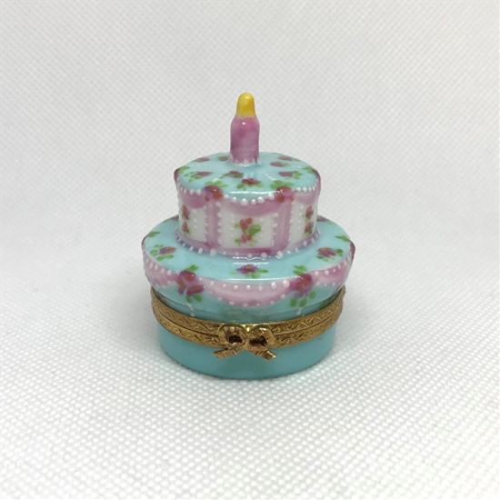 Picture of Limoges Turquoise, White and Pink Cake with Roses 