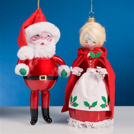 Picture for category De Carlini Traditional  Mr and Mrs Santa Italian Glass Christmas Ornaments