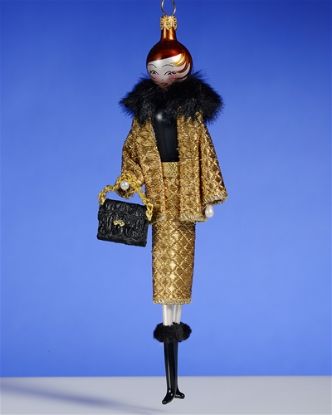 Picture of De Carlini Lady in Gold Suit and Black Boots Ornament