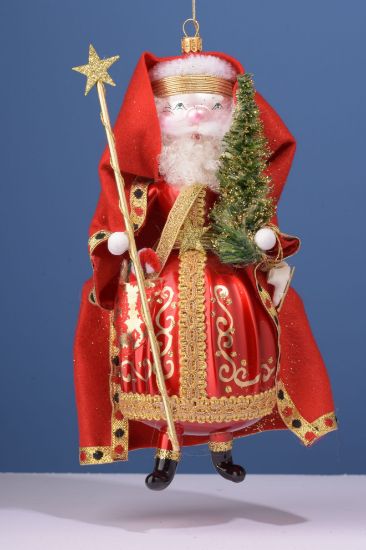 Picture of De Carlini Old World Santa with Robe and Skates Ornament.
