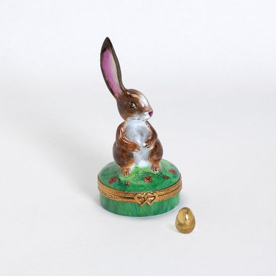 Picture of Limoges Brown Bunny Box with Golden Egg