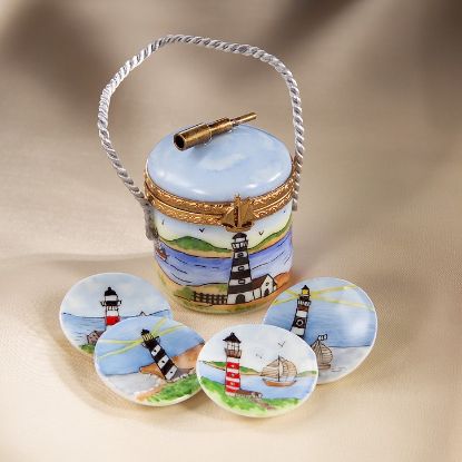 Picture of Limoges Lighthouse Basket box with Lighthouse Plates